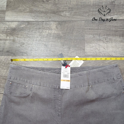 Ruby Rd. Silver Belles Pull On Ankle Jeans Graphite Gray Rhinestone NWT Size 24W