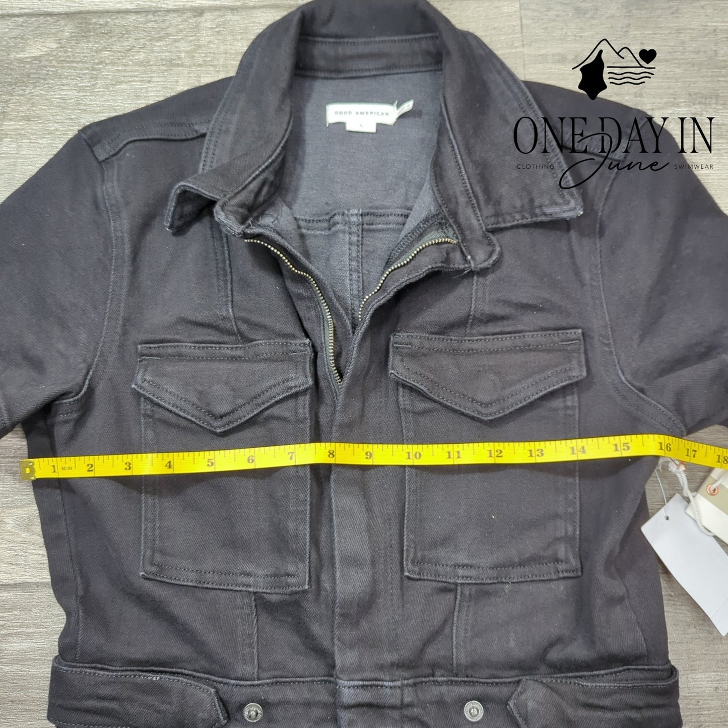 Good American Zip Front Denim Jumpsuit Size L