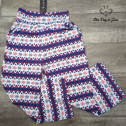 ZJCT Winter Snowflake Pajama Pants Red White Blue Fair Isle NWT Size L