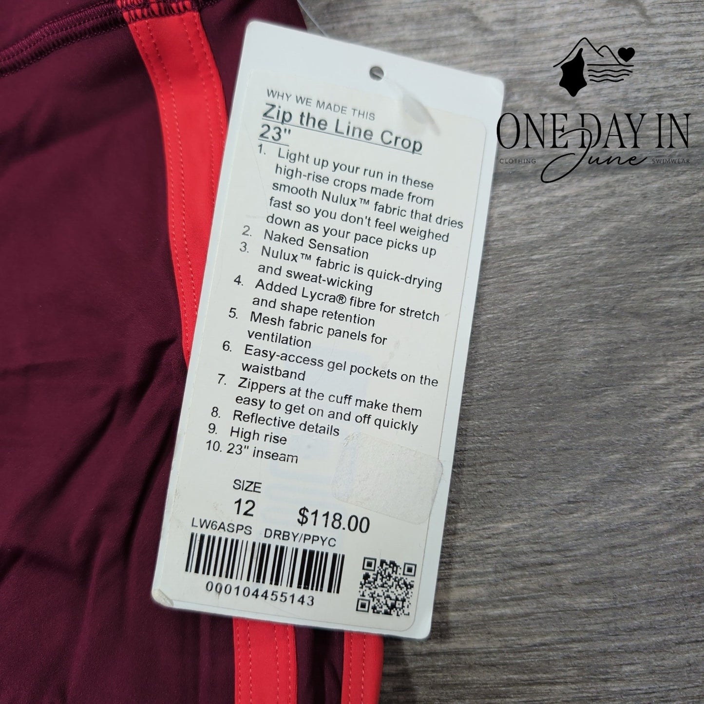 Lululemon Zip the Line Crop 23 Leggings Deep Ruby Poppy Coral NWT Size 12