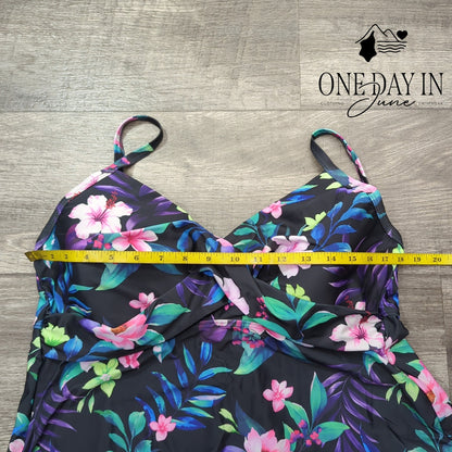 Aqua Eve Twist Front Floral Tankini Top Size XXL