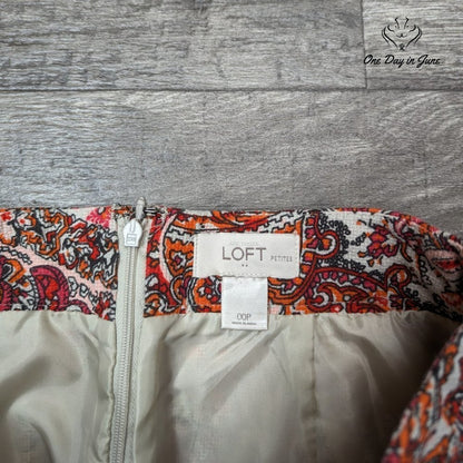 Loft Petite Paisley Lined Mini Skirt Size 00P