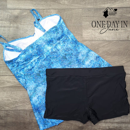 CharmLeaks Plus Size Cross Front Boyshort Tankini Swimsuit Size 4XL