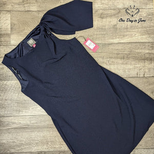 Vince Camuto Shoulder Bow Cocktail Mini Dress Navy Blue NWT $148 Size 10