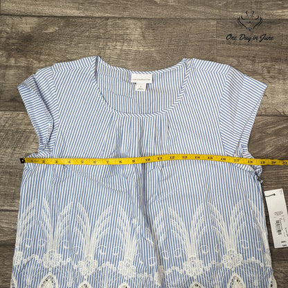 Liz Claiborne Cap Sleeve Crochet Edge Blouse Size S