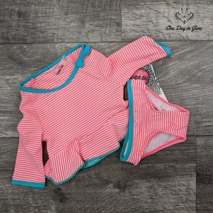 Kensie Girl Seersucker Stripe Rash Guard Bikini Swimsuit Size 12 Mths