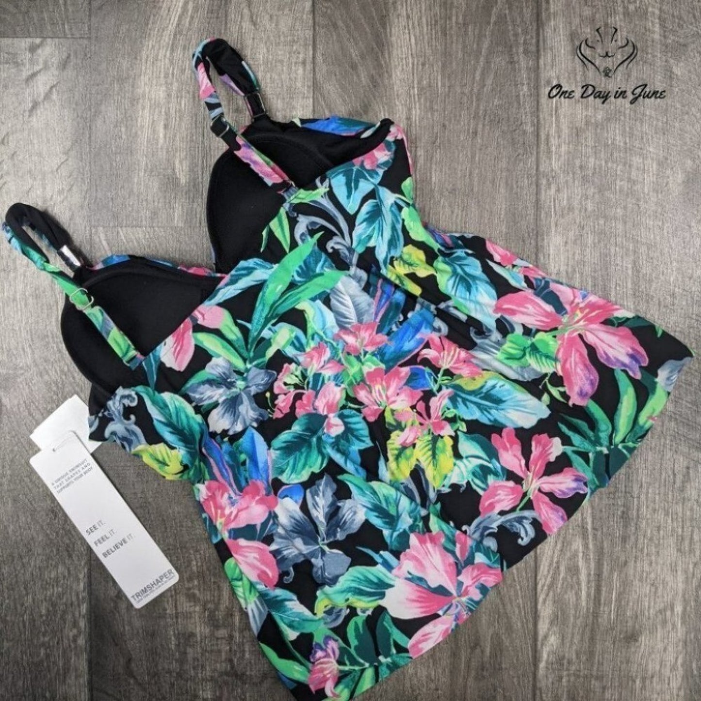 Trimshaper Floral Tankini Top Size 10
