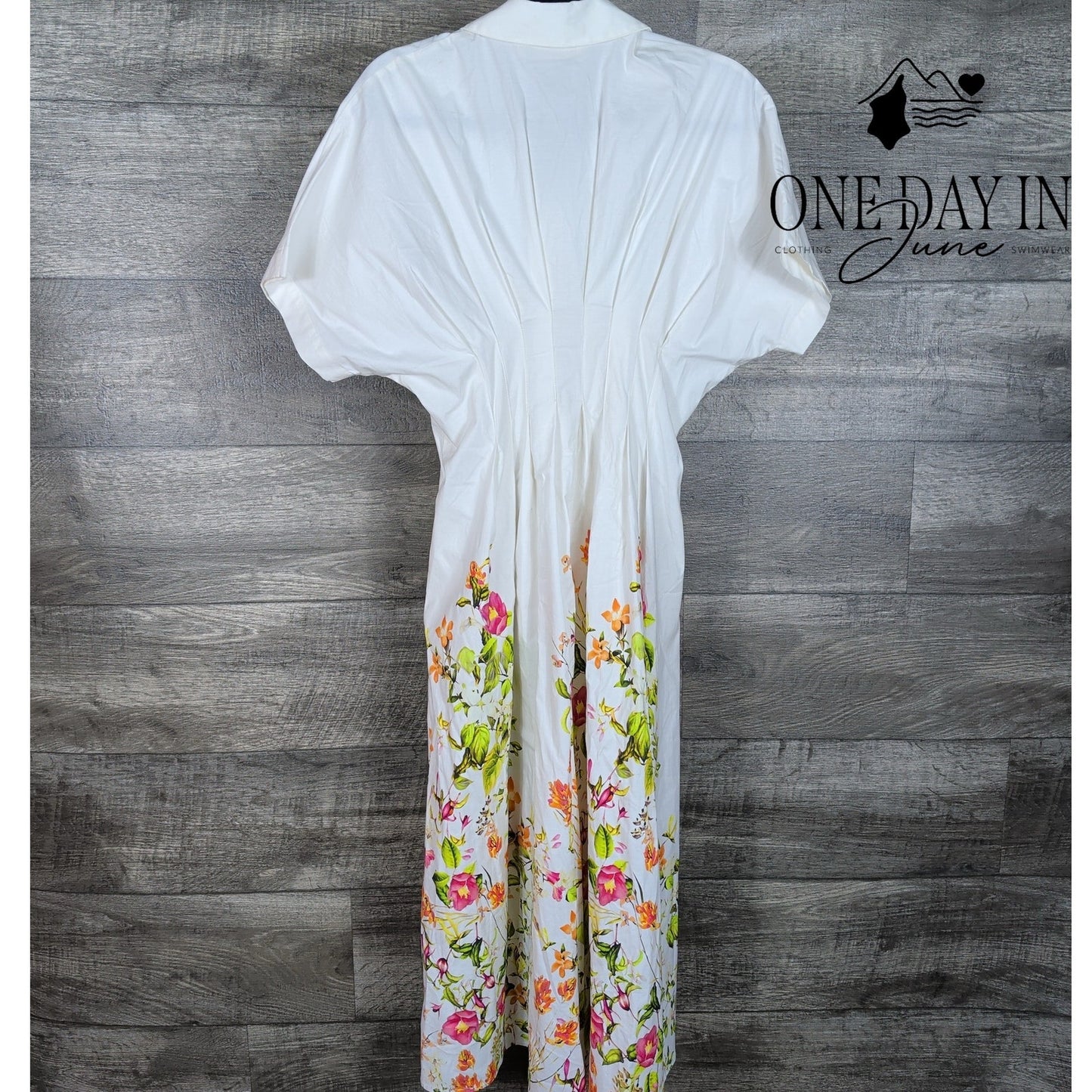 Exquise Anthropologie Tobie Shirt Dress Ivory Floral Midi NWT $198 Size SP