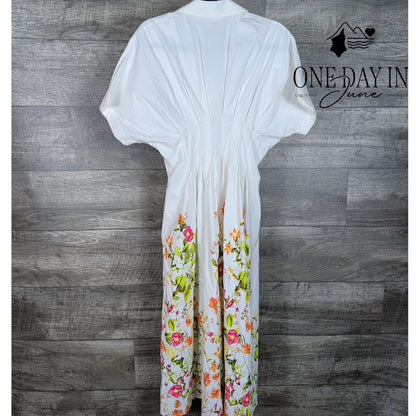 Exquise Anthropologie Tobie Shirt Dress Ivory Floral Midi NWT $198 Size SP