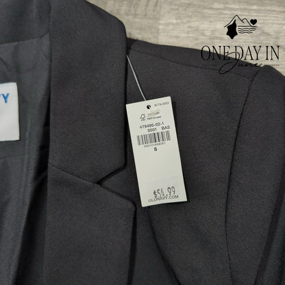 Old Navy Taylor Fitted Suit Blazer Black Jack One Button NWT Size S