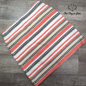 Loft Petite Striped Jacquard Mini Skirt Coral Black Cream Size 6P