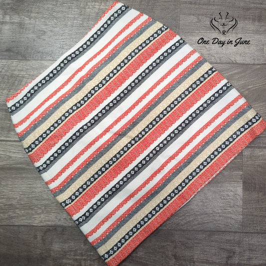 Loft Petite Striped Jacquard Mini Skirt Coral Black Cream Size 6P