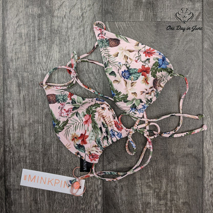 Minkpink Aloha Triangle Bikini Top Pink Tropical Floral NWT Size L