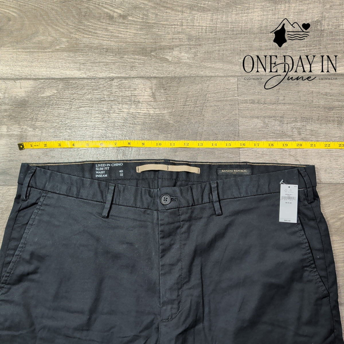 Banana Republic Lived-In Chino Slim Fit Pants Men's Black NWT Size 40X32