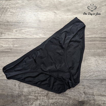 CharmLeaks Classic Bikini Bottom Solid Black Swim Briefs Size XL