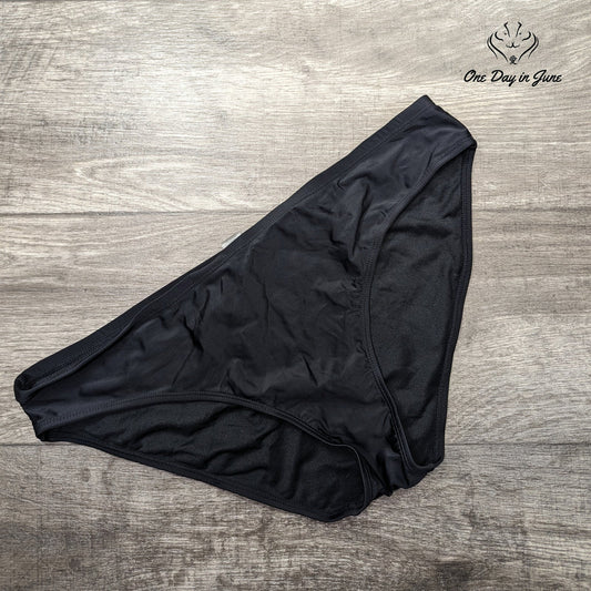 CharmLeaks Classic Bikini Bottom Solid Black Swim Briefs Size XL