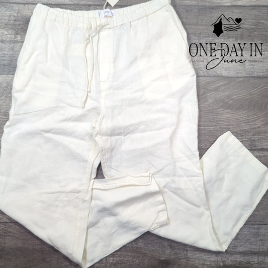 MNG Linen Drawstring Pants Size M