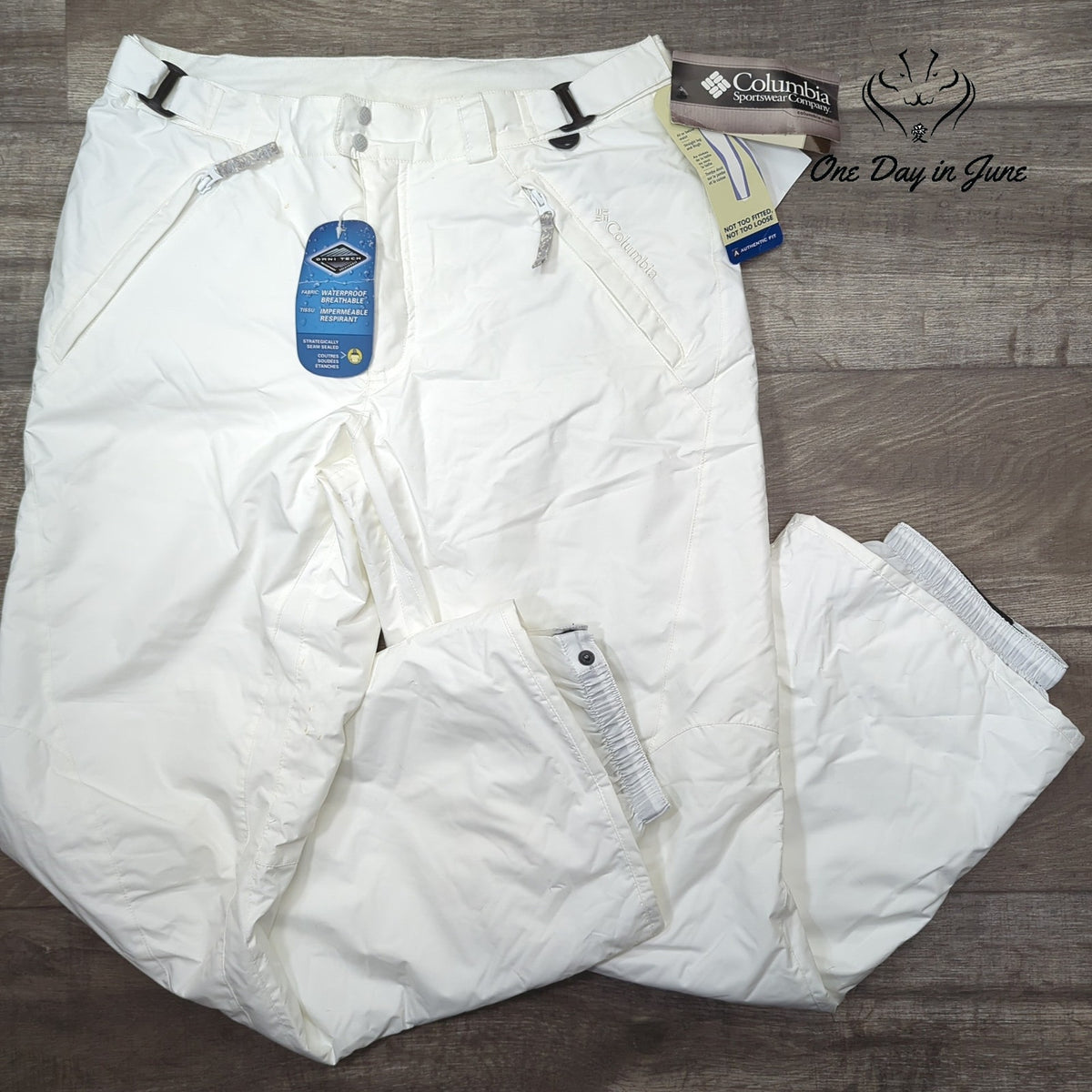 Columbia Powder Twist Ski Snow Pants White Omni-Tech Waterproof NWT Size L