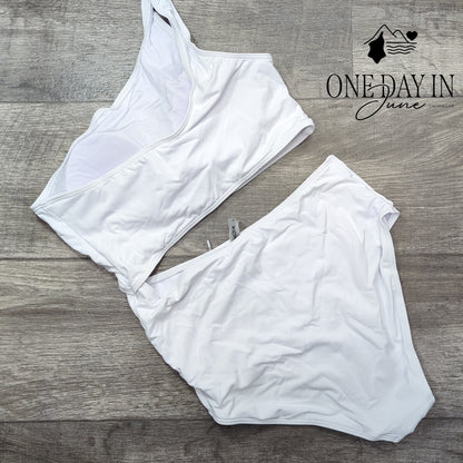 Yonique One Shoulder Cut Out One Piece Swimsuit Size M