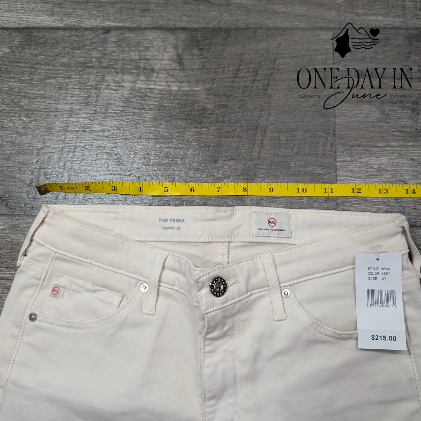 AG Adriano Goldschmied The Prima Cigarette Leg Jeans Cream Skinny NWT Size 4