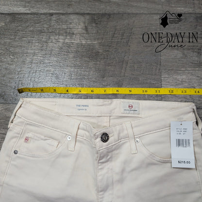 AG Adriano Goldschmied The Prima Cigarette Leg Jeans Cream Skinny NWT Size 4