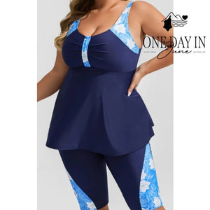 Hanna Nikole Plus Size Long Shorts Tankini Swimsuit Size 22W