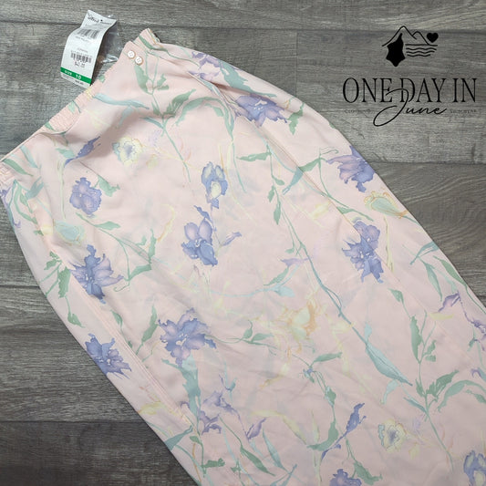 Alfred Dunner Floral Wrap Midi Skirt Size 10