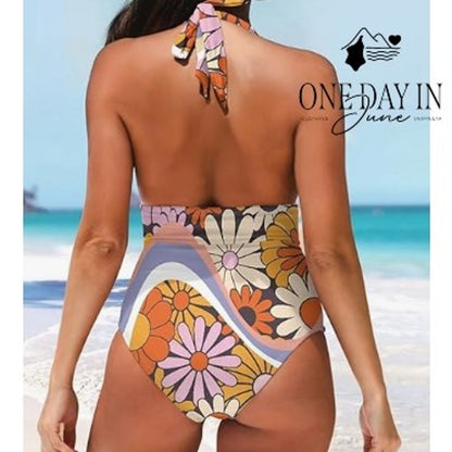 Aleumdr Halter Molded Cup One Piece Swimsuit Size L