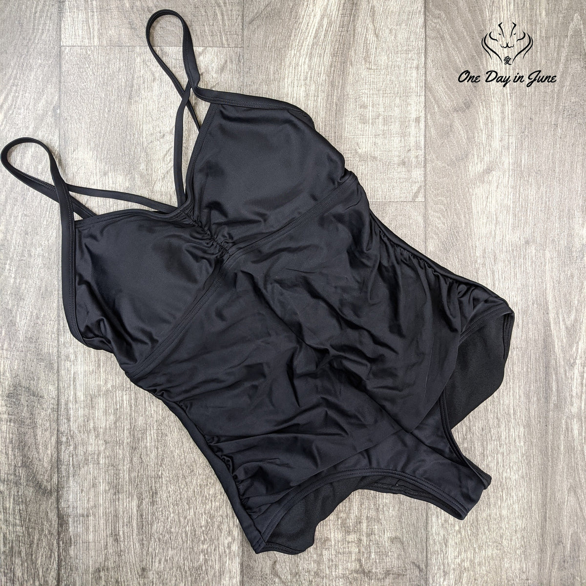 Cocoship Ruched Cross Back One Piece Swimsuit Black Size 8