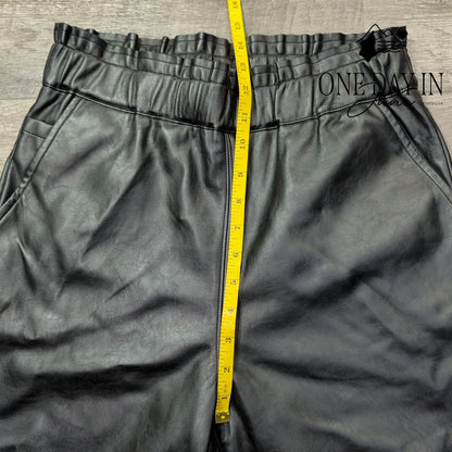 Joe's Jeans High Rise Faux Leather Paperbag Pants Black NWT Size M