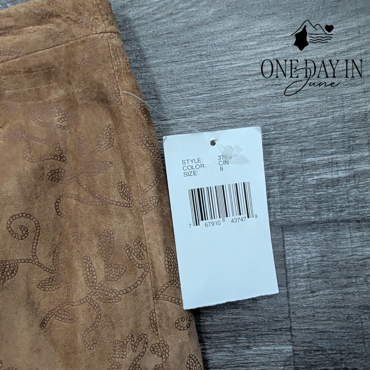 Tyler Boe Genuine Leather Floral Pencil Skirt Cognac Brown NWT Size 8