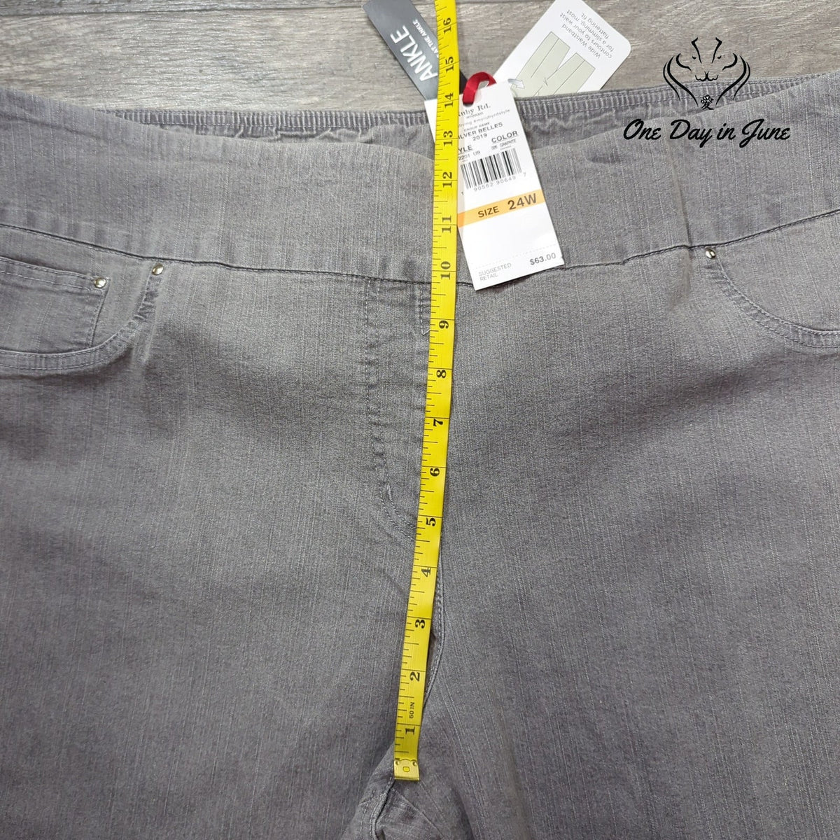 Ruby Rd. Silver Belles Pull On Ankle Jeans Graphite Gray Rhinestone NWT Size 24W