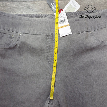 Ruby Rd. Silver Belles Pull On Ankle Jeans Graphite Gray Rhinestone NWT Size 24W