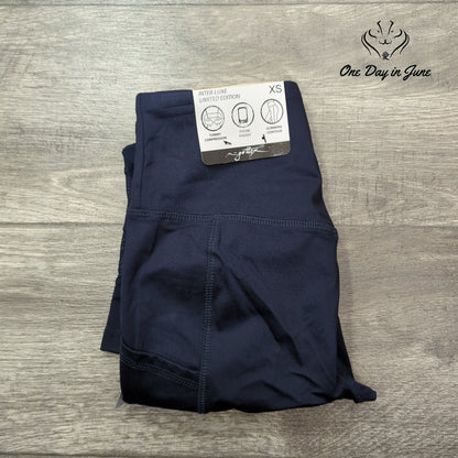 Gottex Inter-Luxe Capri Yoga Leggings Navy Tummy Control Pockets NWT Size XS