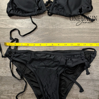 Charmleaks Tie Side Halter Ruched Bottom Bikini Swimsuit Size S