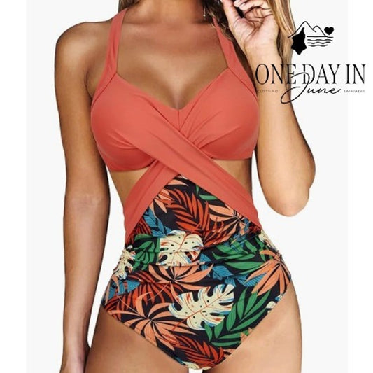 Rxrxcoco Tie Back Cut Out One Piece Swimsuit Size L
