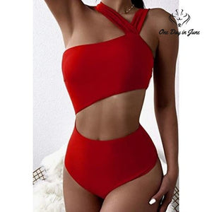 Soly Hux Cut Out One Shoulder Monokini Swimsuit Size L