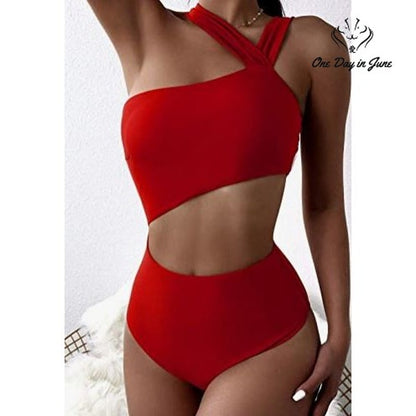 Soly Hux Cut Out One Shoulder Monokini Swimsuit Size L