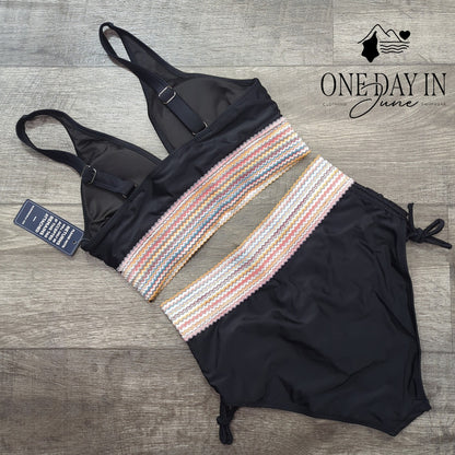 Blooming Jelly V Front High Waist Bikini Swimsuit Size M