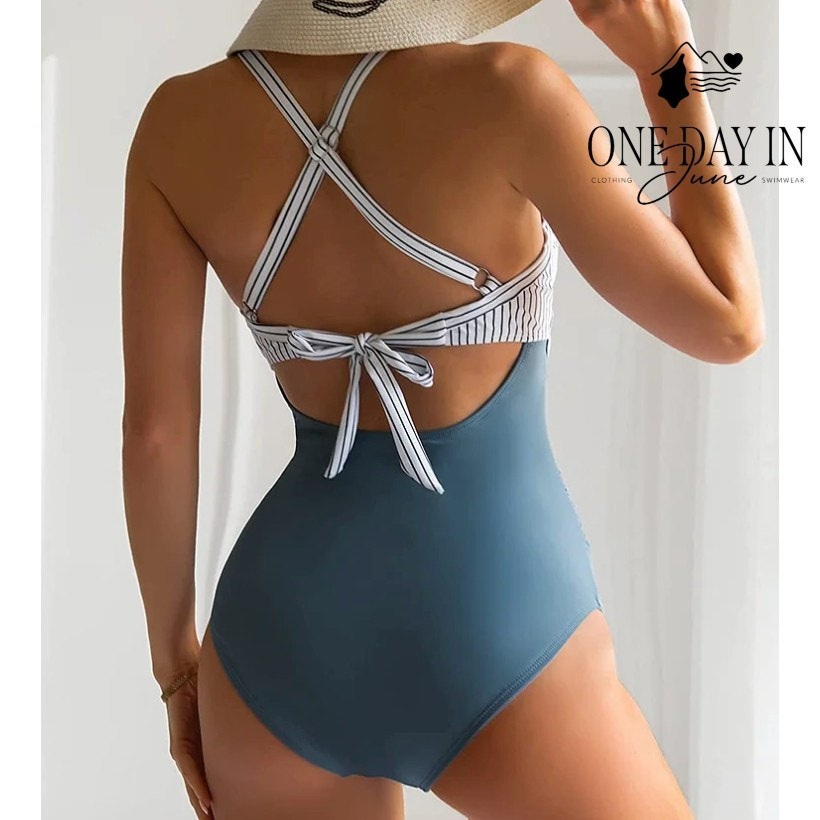 Eomenie Cross Front Cut Out One Piece Swimsuit Size 2XL