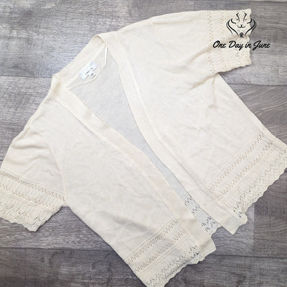 Signature by Robbie Bee Short Sleeve Cardigan Sweater Size L