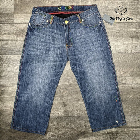 Coogi Embroidered Acid Wash Capri Jeans Size 24