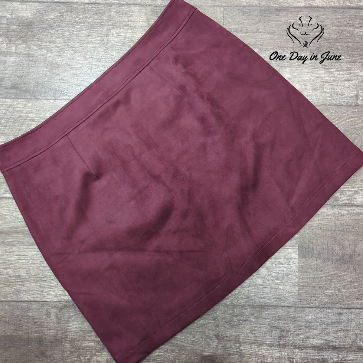 Loft Faux Suede Mini Skirt Burgundy Wine Patch Pockets Size 16
