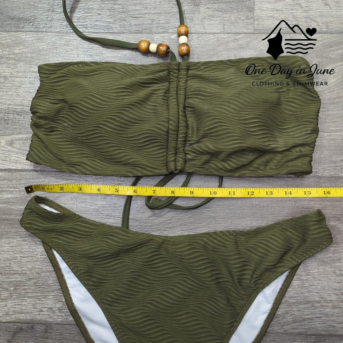 Zaful Textured Bandeau Halter Bikini Swimsuit Size XL