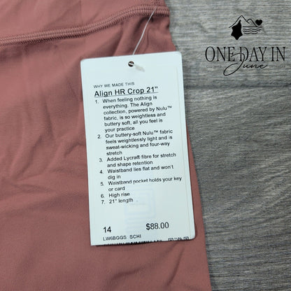 Lululemon Align HR Crop 21" Leggings Spiced Chai Nulu NWT $88 Size 14