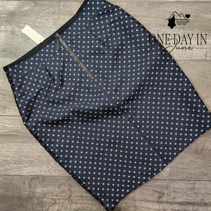 Ann Taylor Polka Dot Pencil Skirt Navy Blue White NWT Size 12
