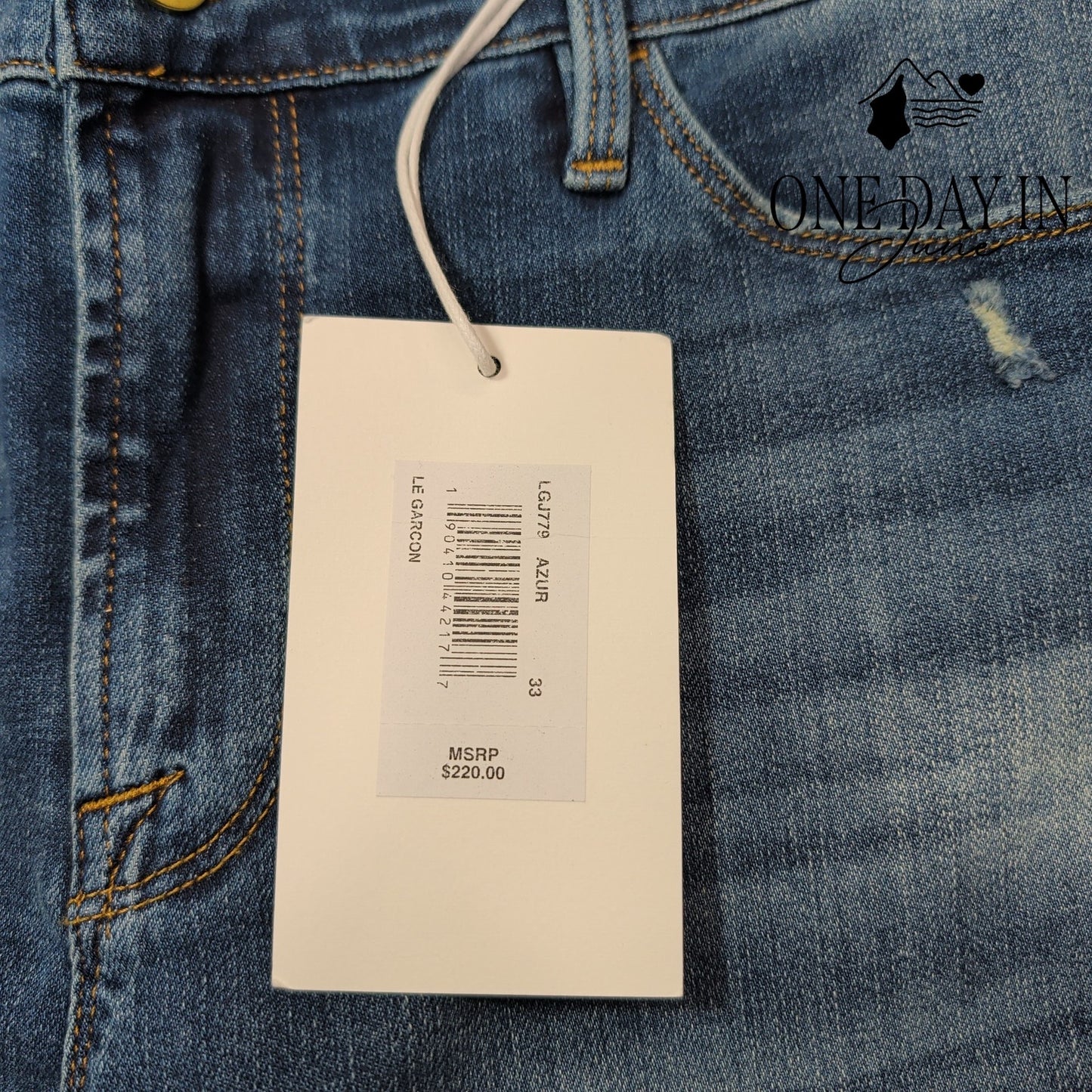 Frame Le Garcon Jeans Blue Azur Mid Rise Straight Boyfriend NWT Size 16 (33)