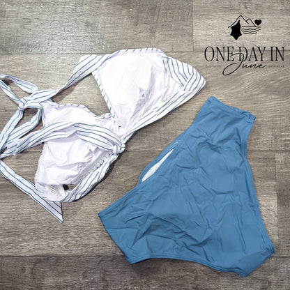 Eomenie Twist Front Halter Bikini Swimsuit Size M