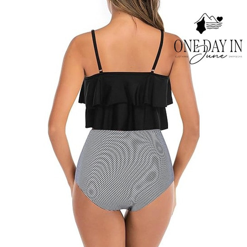 Adisputent High Waist Flounce Bikini Swimsuit Size M