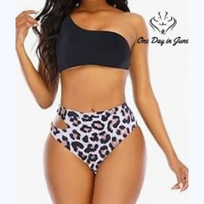 Jodimitty One Shoulder Bikini Swimsuit Size L